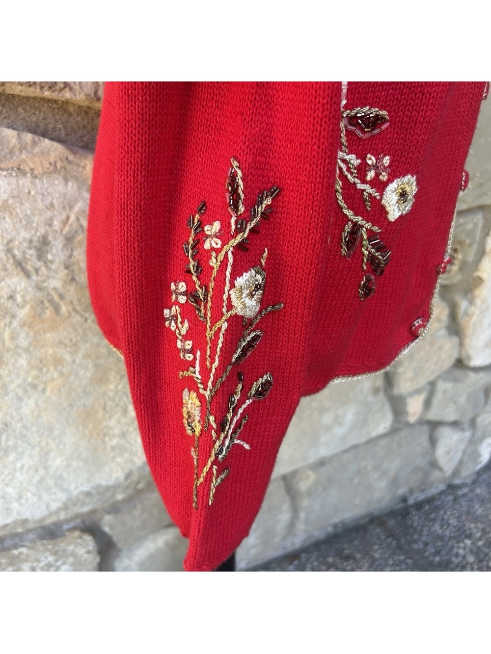 Vintage Carolina Colours Cardigan‎ Sweater Small Red Embroidered - Picture 9 of 12